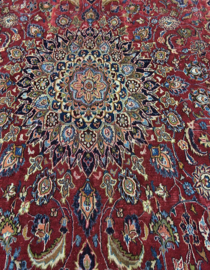 Detail image of  9' 6 x 12' 9  Hand Knotted Kashmar Persian Wool Rug