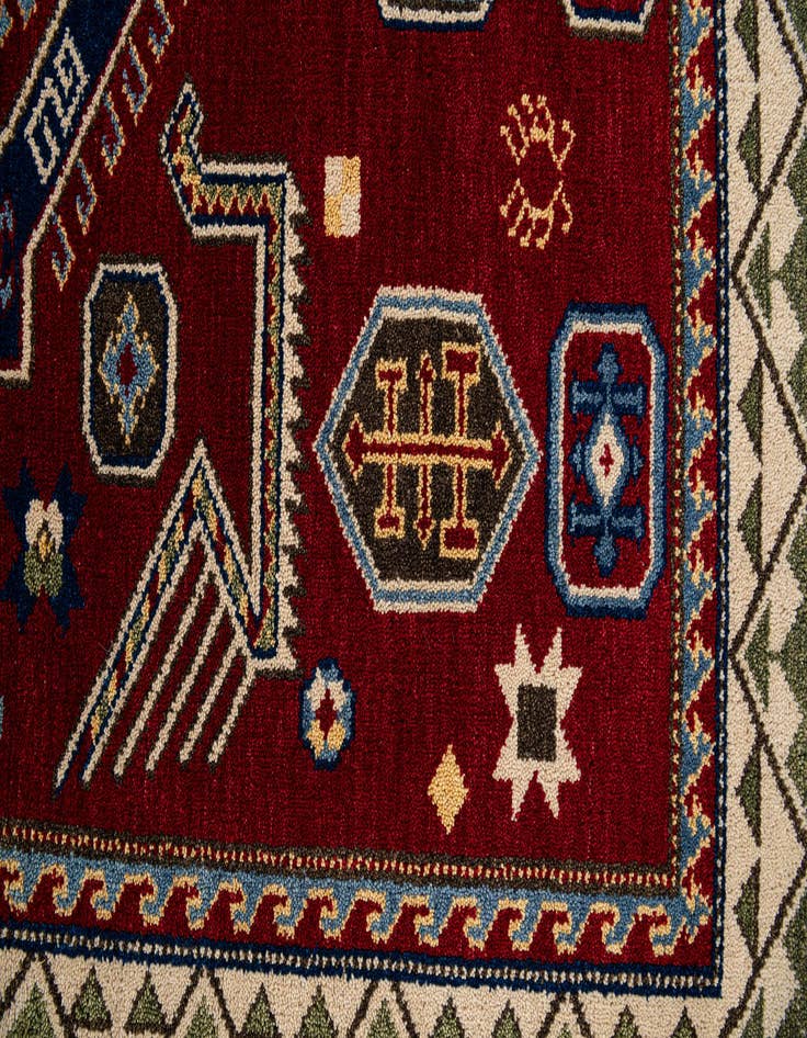 Detail image of  4' 8 x 6' 7  Hand Knotted Kazak Wool Rug