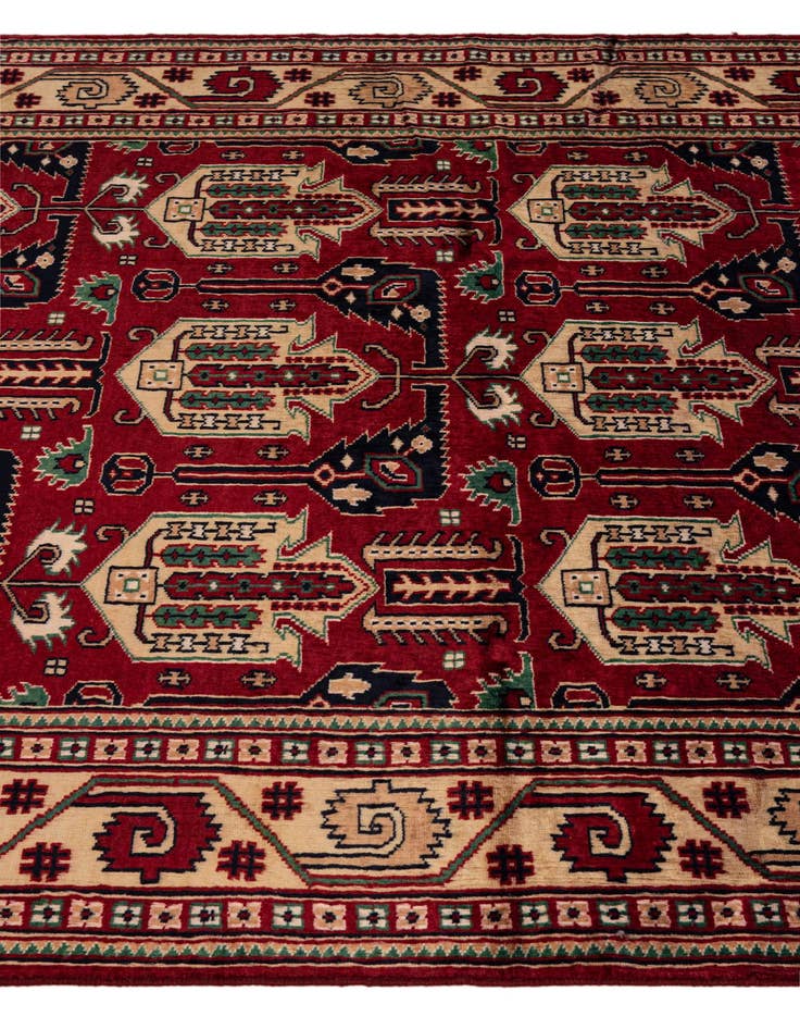 Detail image of  4' 1 x 7' 1  Hand Knotted Kazak Oriental Wool Rug