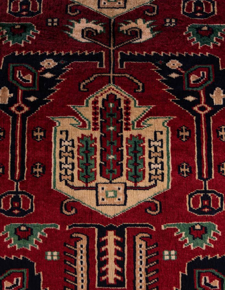 Detail image of  4' 1 x 7' 1  Hand Knotted Kazak Oriental Wool Rug