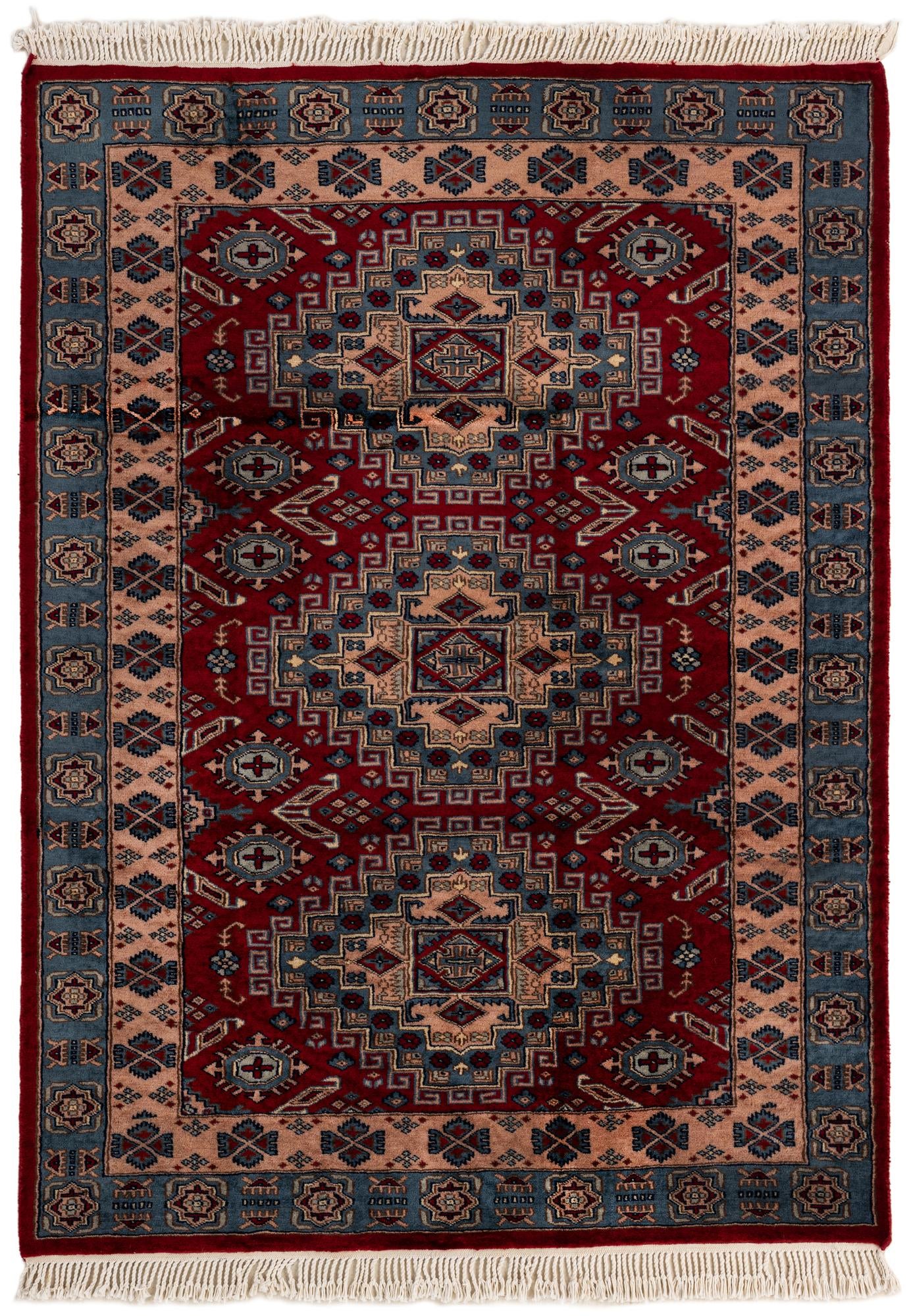  4' 2 x 5' 8  Hand Knotted Kazak Oriental Wool Rug
