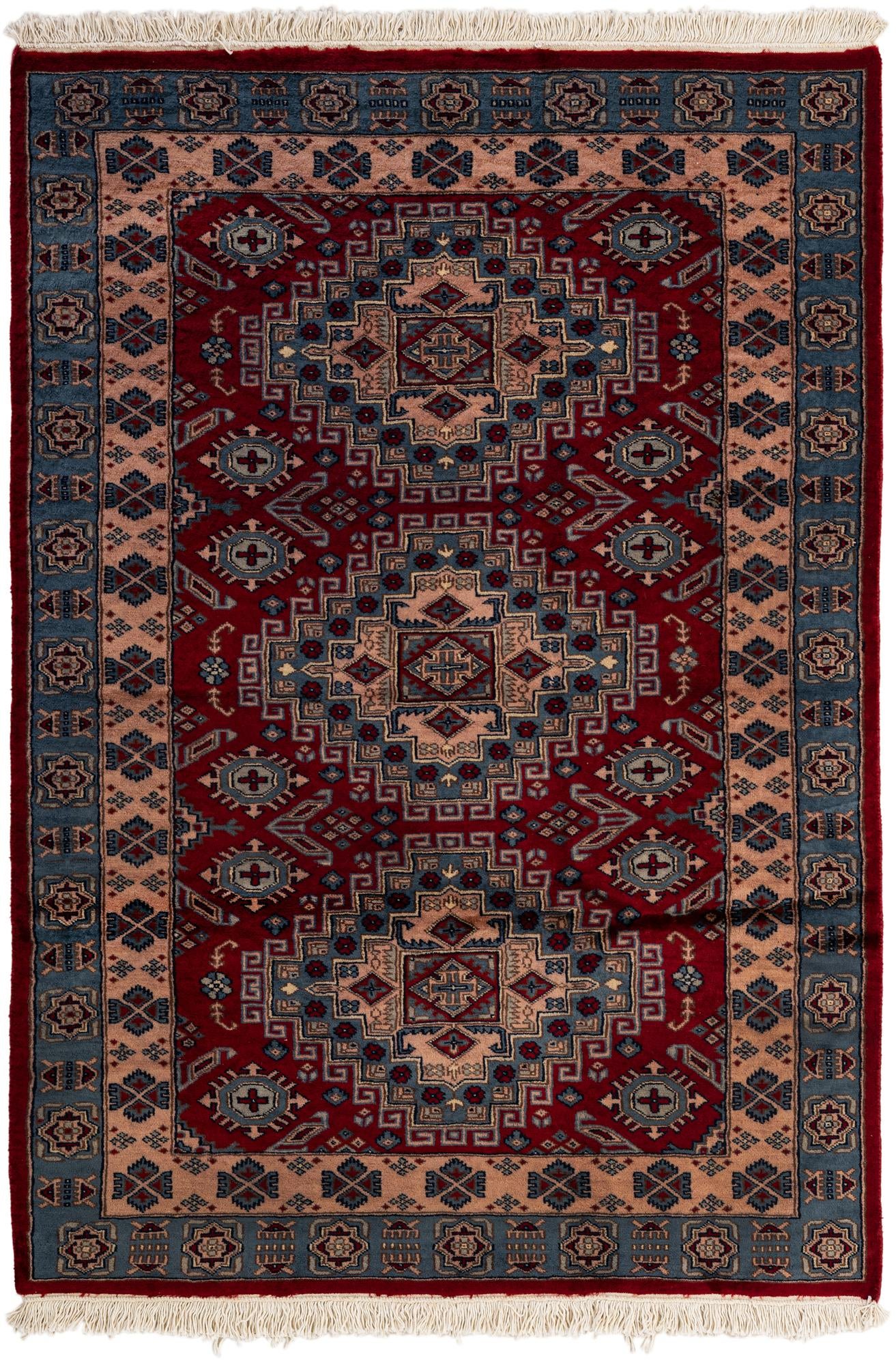 4' 1 x 5' 11  Hand Knotted Kazak Oriental Wool Rug