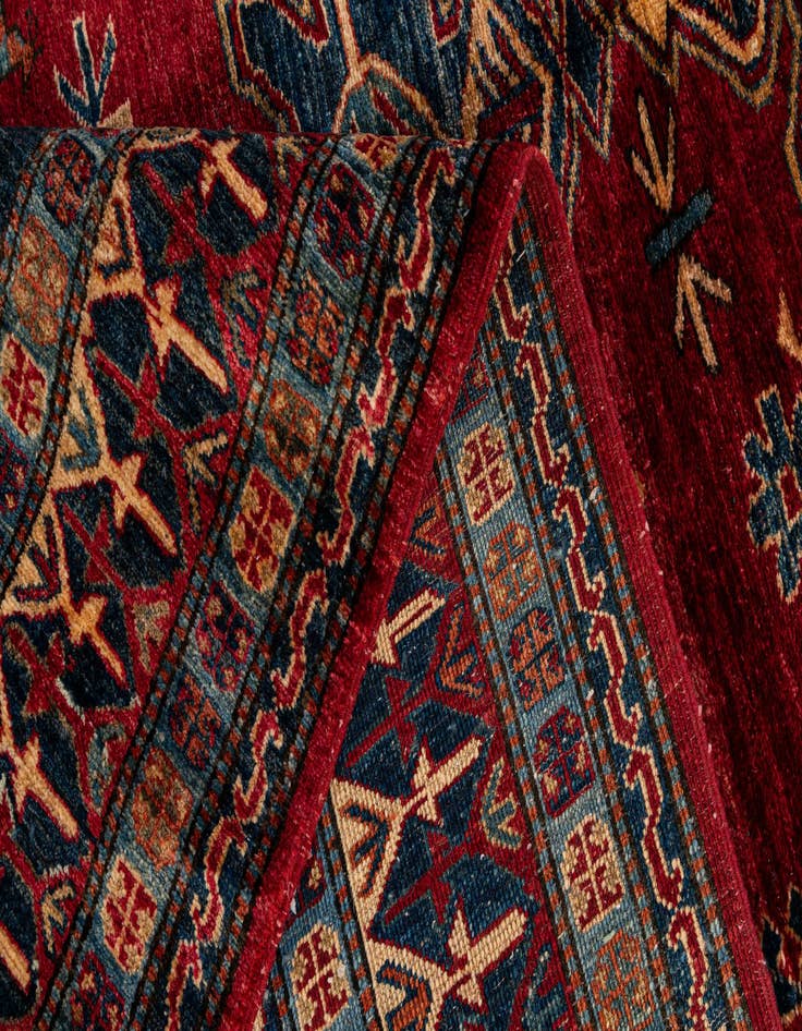 Detail image of  5' 2 x 9' 8  Hand Knotted Kazak Wool Rug