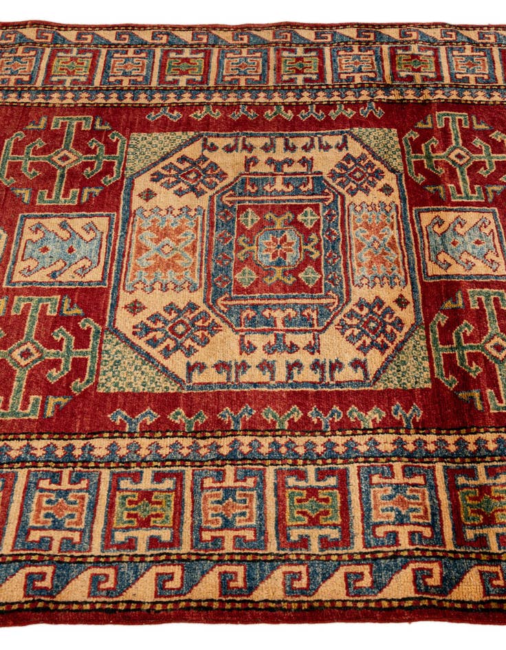 Detail image of  4' 3 x 6' 1  Hand Knotted Kazak Wool Rug