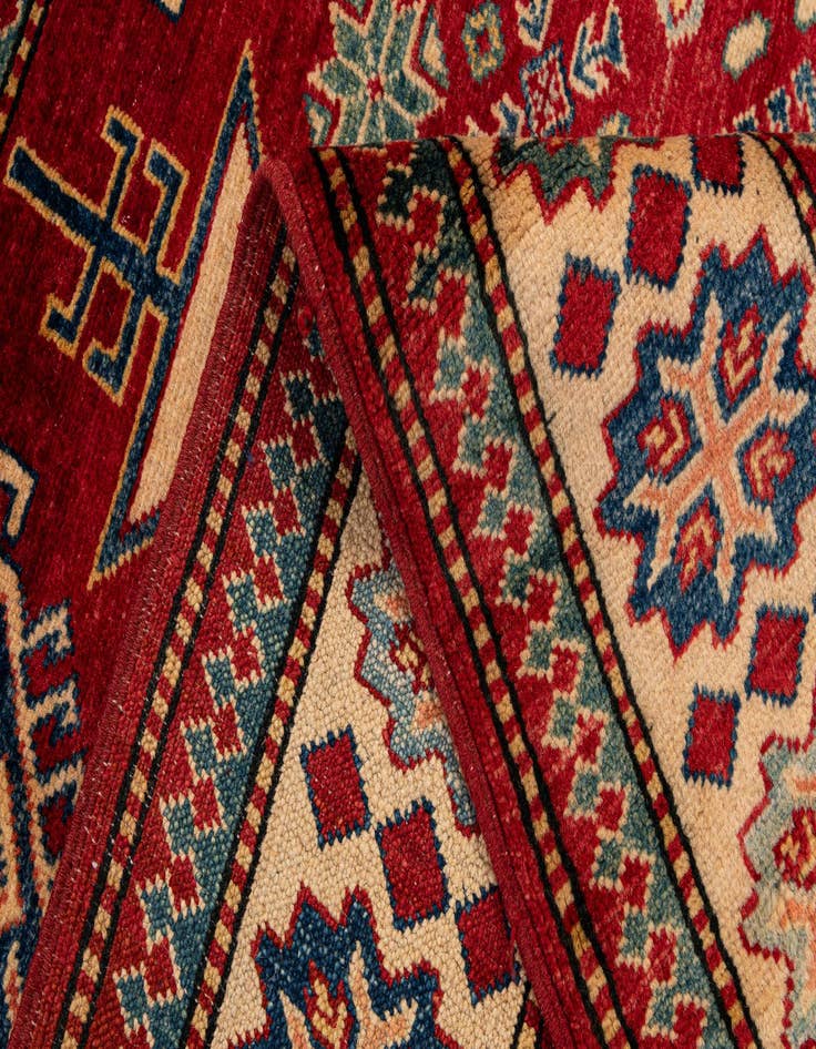 Detail image of  4' 2 x 5' 11  Hand Knotted Kazak Wool Rug