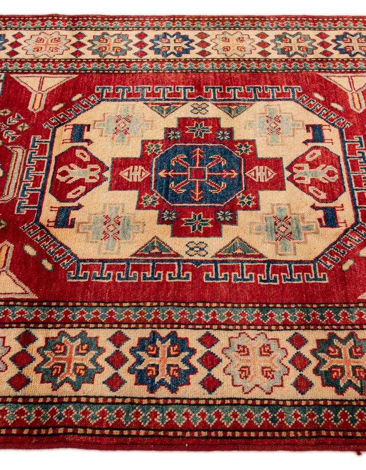 Detail image of  4' 2 x 5' 11  Hand Knotted Kazak Wool Rug