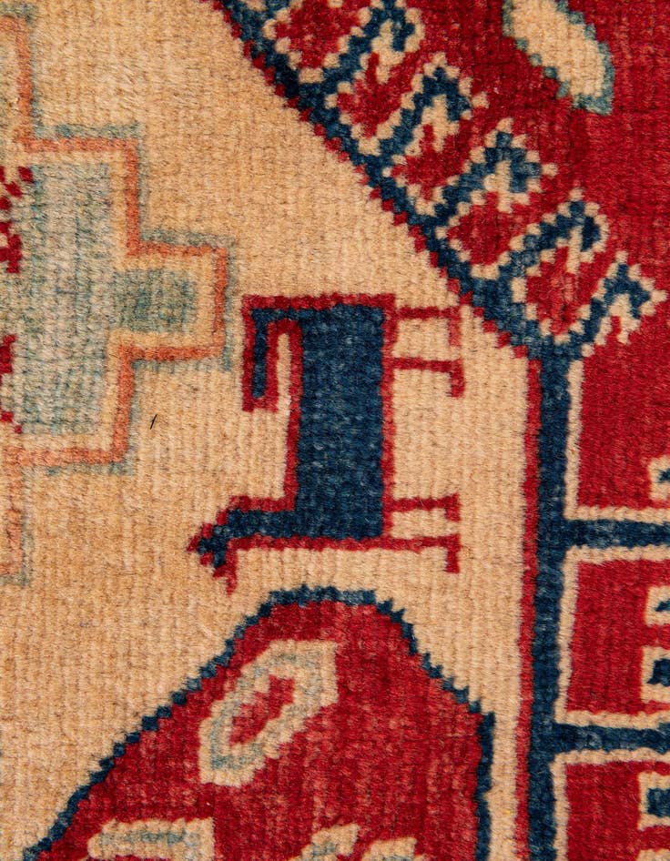 Detail image of  4' 2 x 5' 11  Hand Knotted Kazak Wool Rug