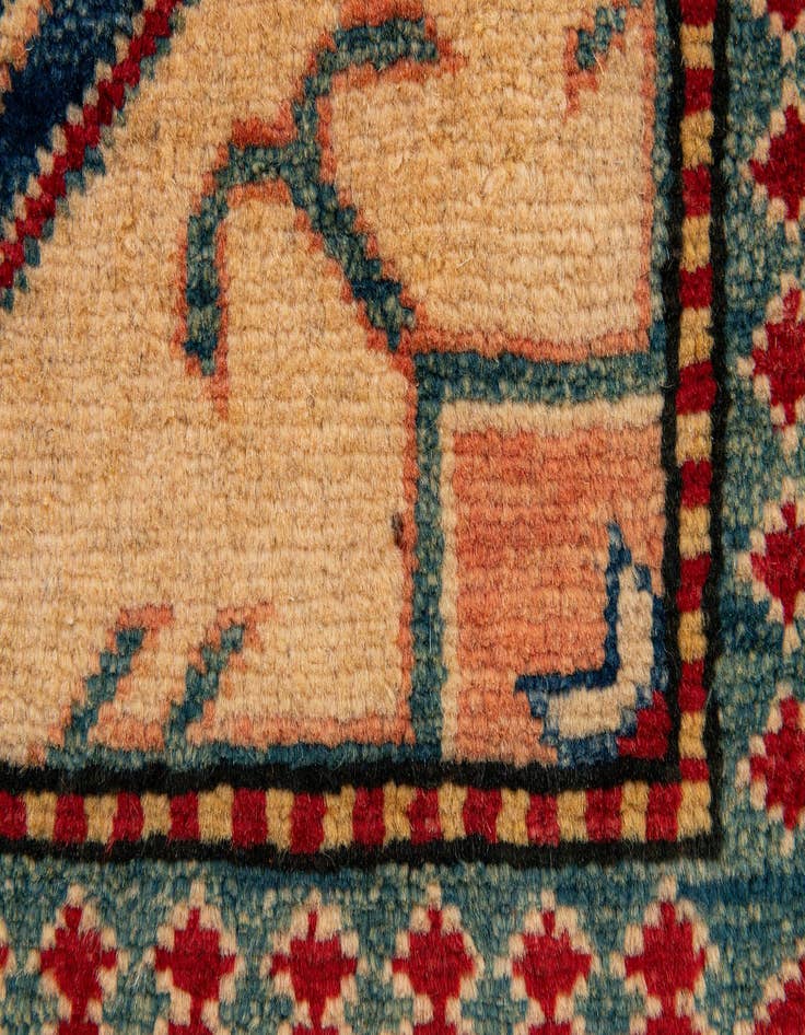 Detail image of  4' 2 x 5' 11  Hand Knotted Kazak Wool Rug