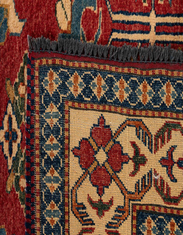 Detail image of  4' x 5' 9  Hand Knotted Kazak Wool Rug