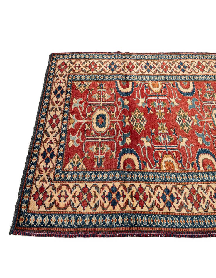 Detail image of  4' x 5' 9  Hand Knotted Kazak Wool Rug