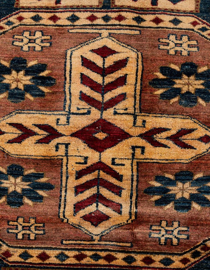 Detail image of  4' 10 x 6' 11  Hand Knotted Kazak Oriental Wool Rug