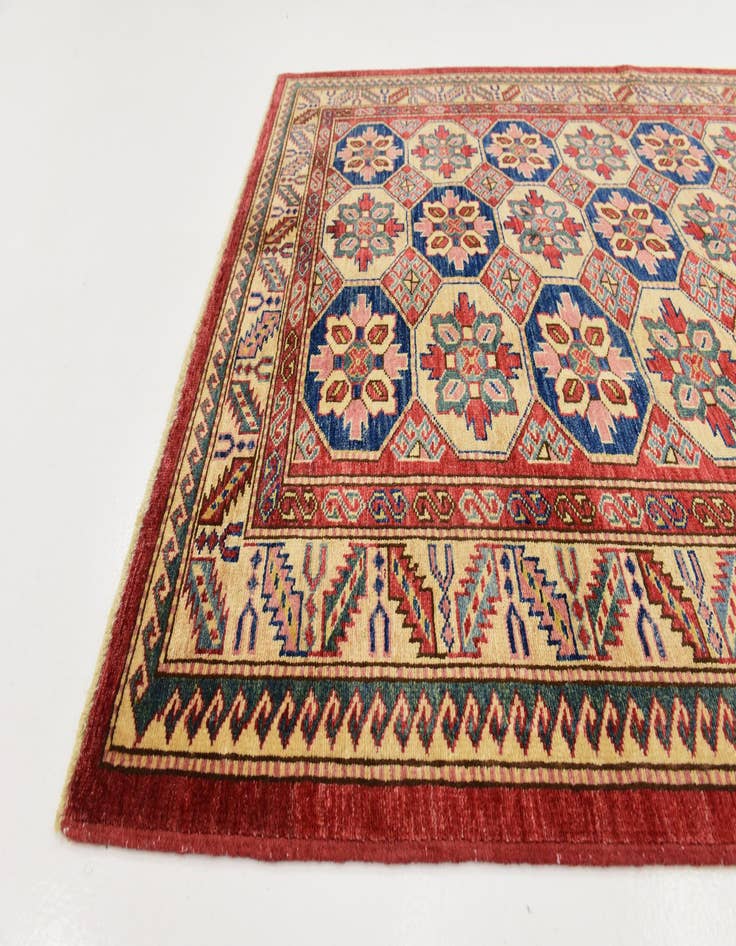 Detail image of  4' 2 x 5' 10  Hand Knotted Kazak Rug