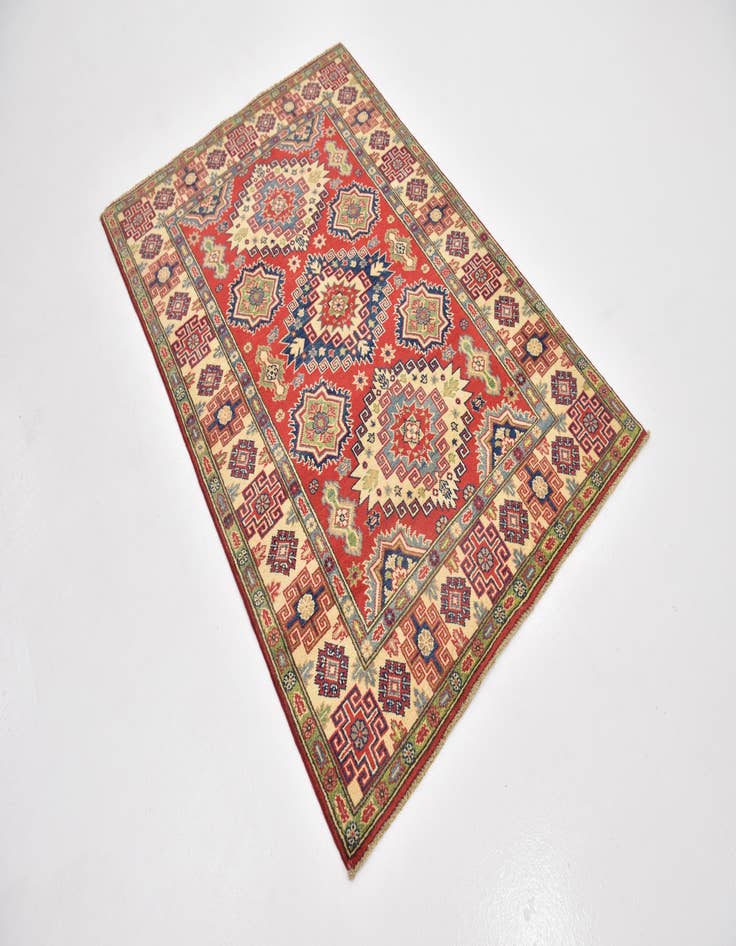 Detail image of  4' x 5' 10  Hand Knotted Kazak Rug