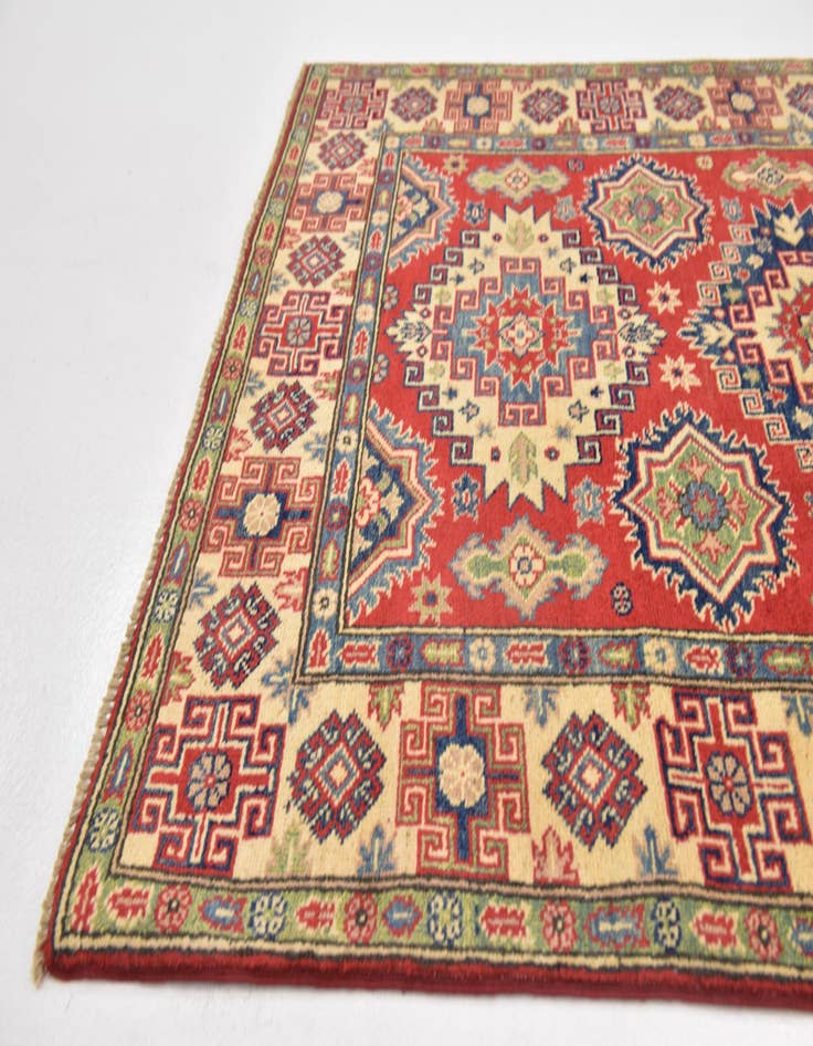 Detail image of  4' x 5' 10  Hand Knotted Kazak Rug