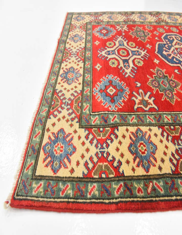 Detail image of  4' x 6' 2  Hand Knotted Kazak Rug