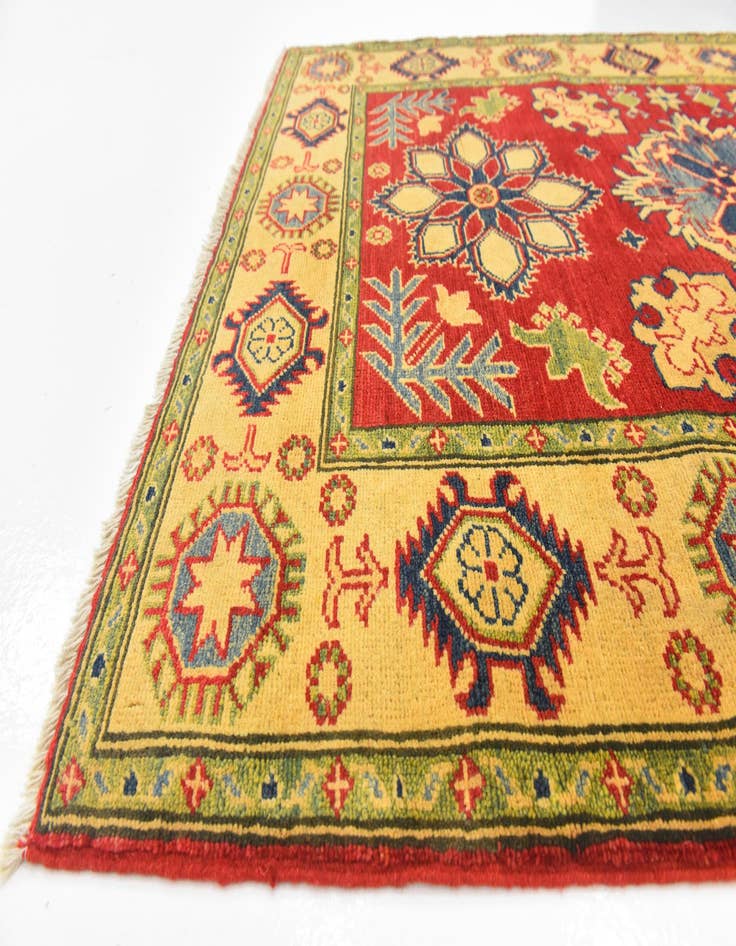 Detail image of  4' 2 x 5' 9  Hand Knotted Kazak Rug