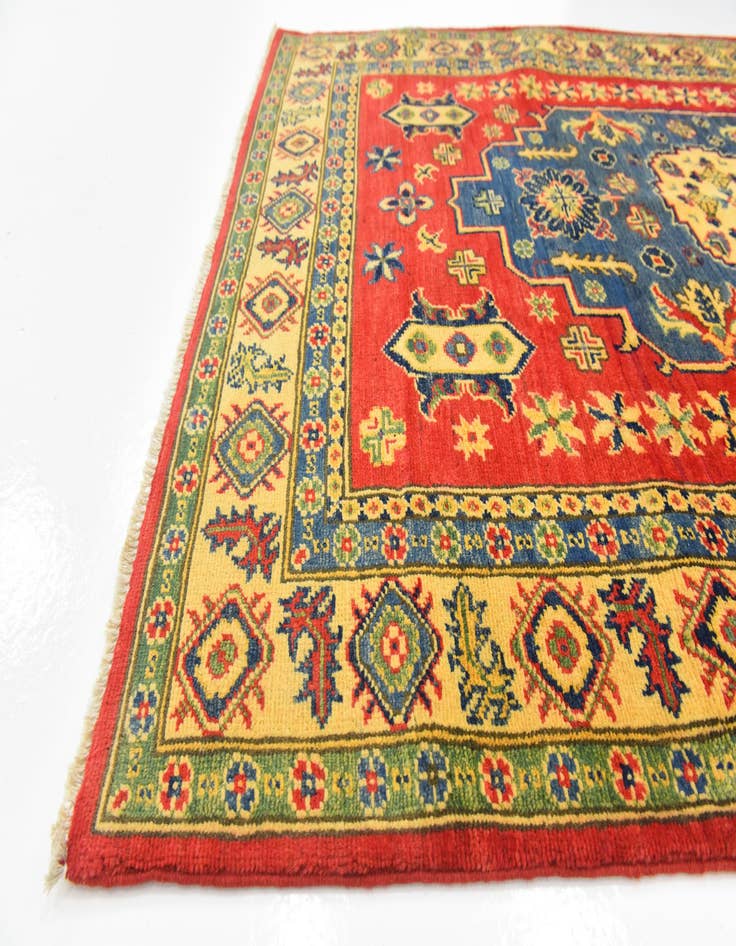 Detail image of  4' x 5' 7  Hand Knotted Kazak Rug