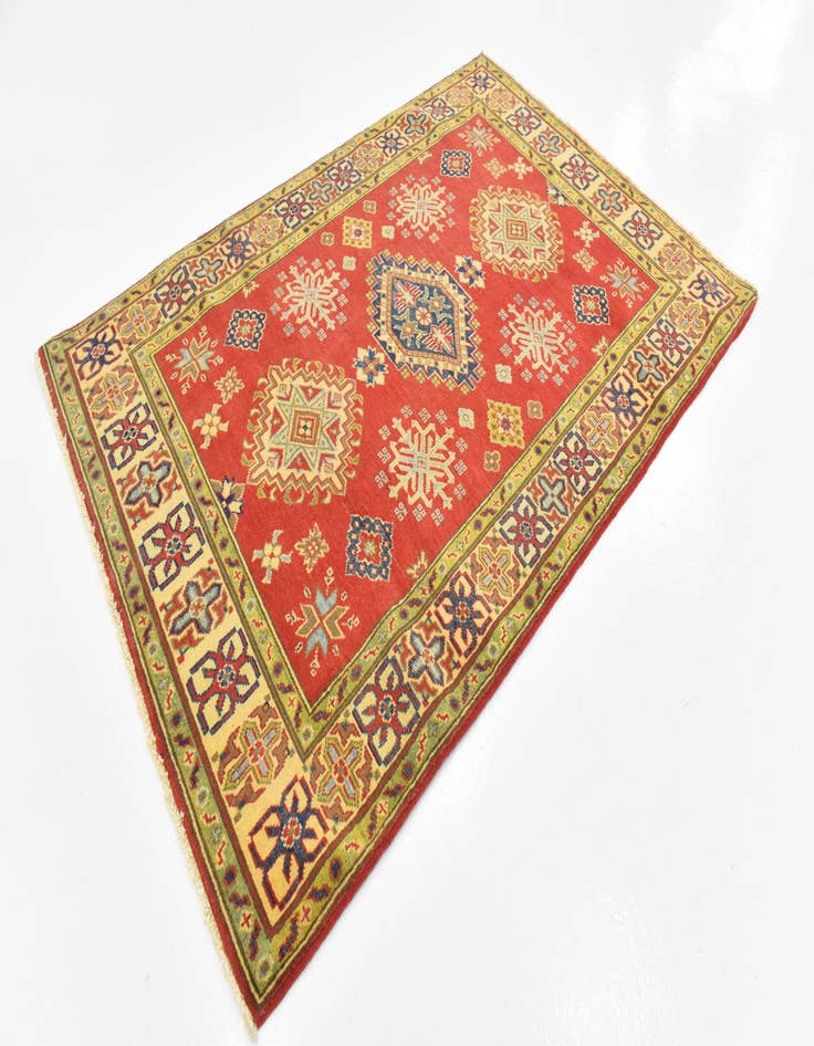 Detail image of  4' 1 x 6'  Hand Knotted Kazak Rug