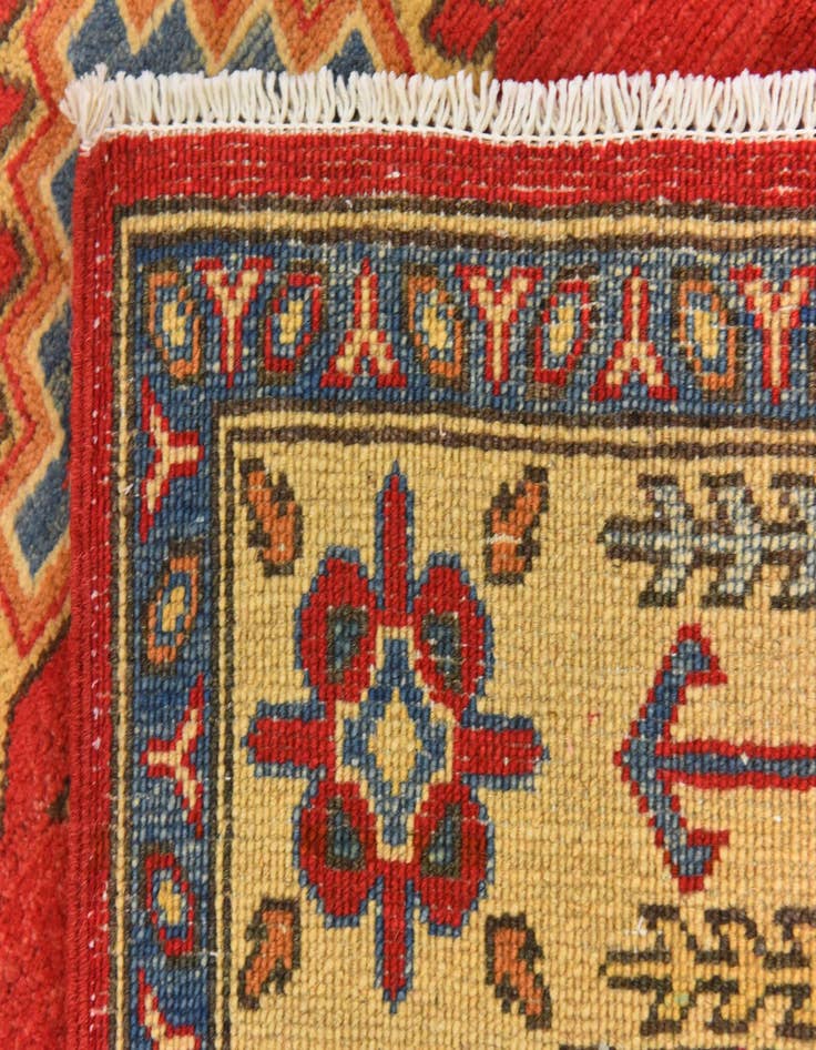 Detail image of  5' x 6' 6  Hand Knotted Kazak Rug
