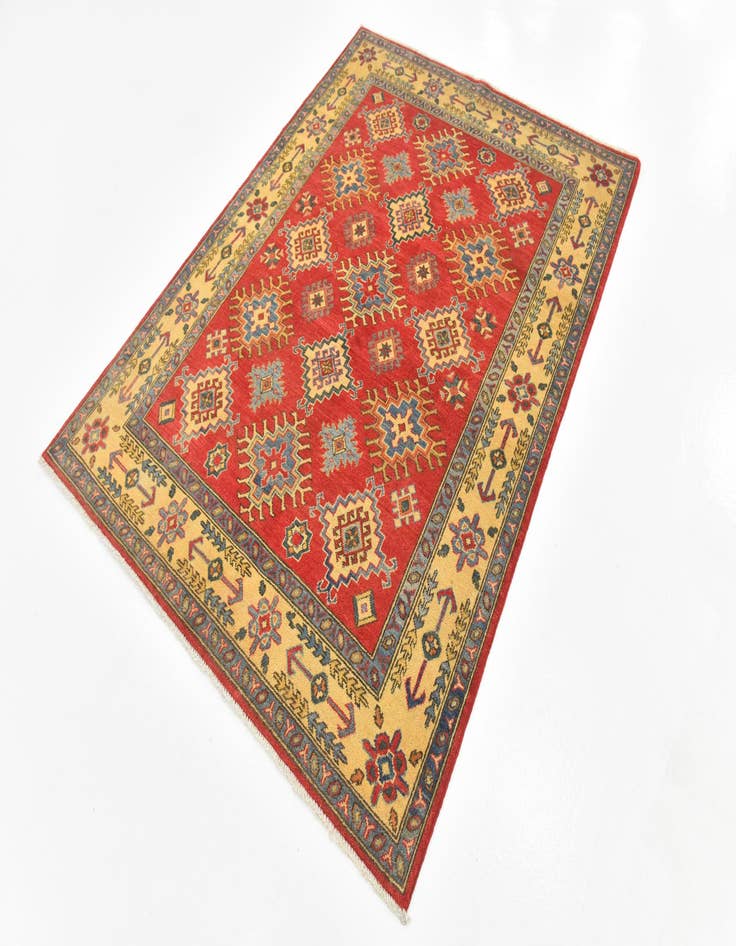 Detail image of  5' x 6' 6  Hand Knotted Kazak Rug