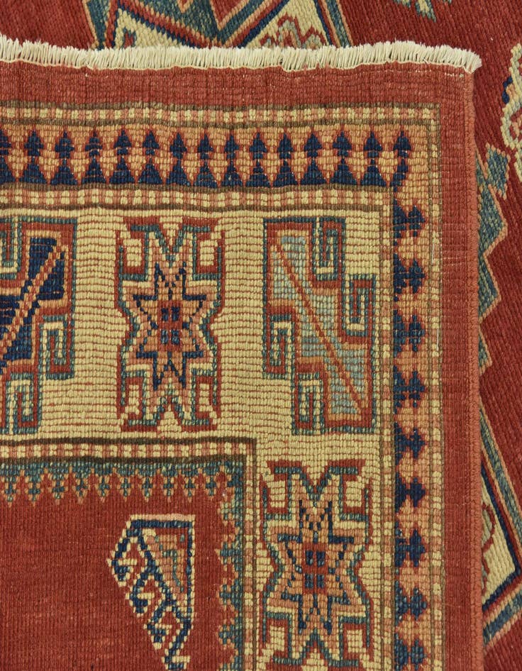 Detail image of  4' 2 x 6'  Hand Knotted Kazak Rug