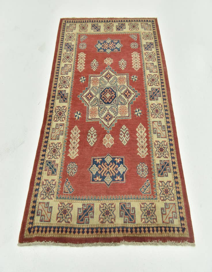 Detail image of  4' 2 x 6'  Hand Knotted Kazak Rug