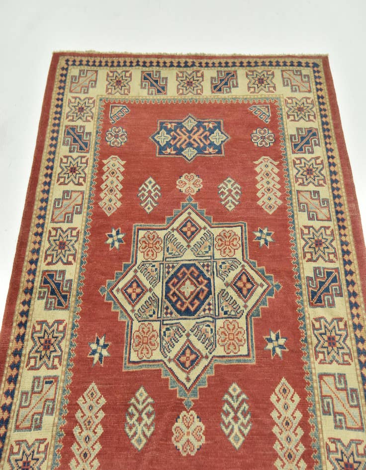 Detail image of  4' 2 x 6'  Hand Knotted Kazak Rug