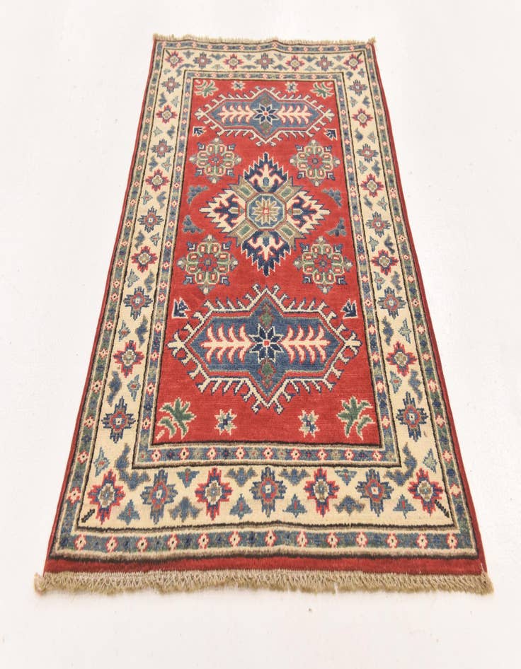 Detail image of  2' 6 x 4'  Hand Knotted Kazak Rug