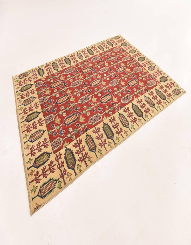 Detail image of  5' 5 x 8' 2  Hand Knotted Kazak Rug