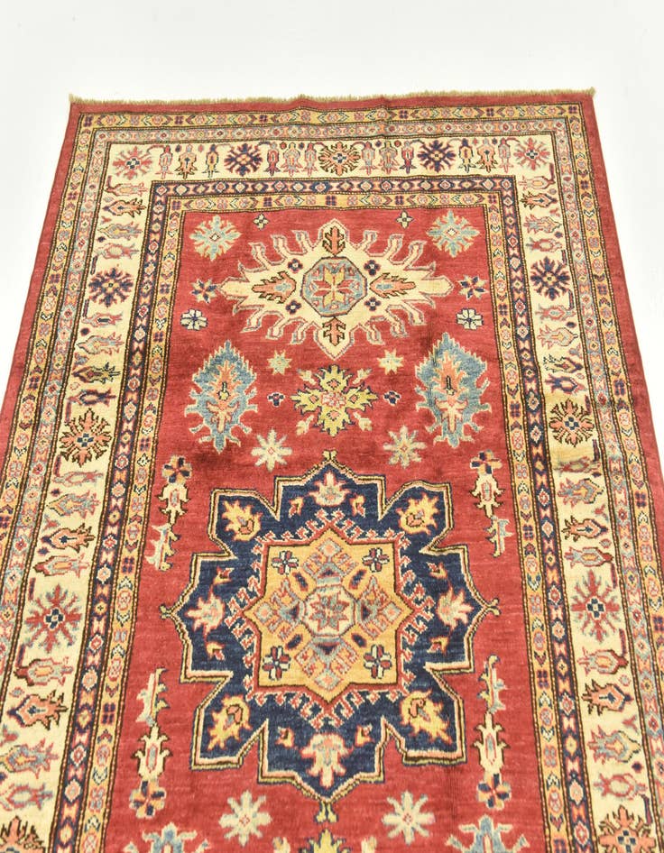 Detail image of  4' x 5' 8  Hand Knotted Kazak Rug