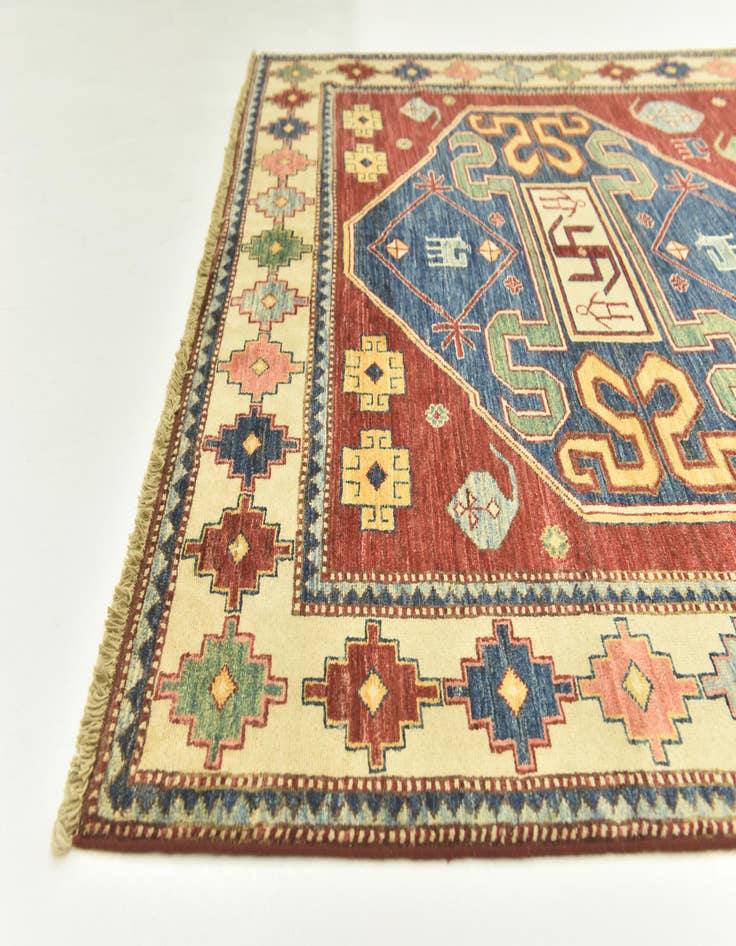 Detail image of  5' 8 x 8'  Hand Knotted Kazak Oriental Rug