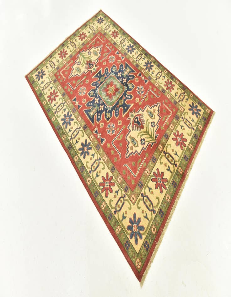 Detail image of  4' 3 x 6'  Hand Knotted Kazak Rug