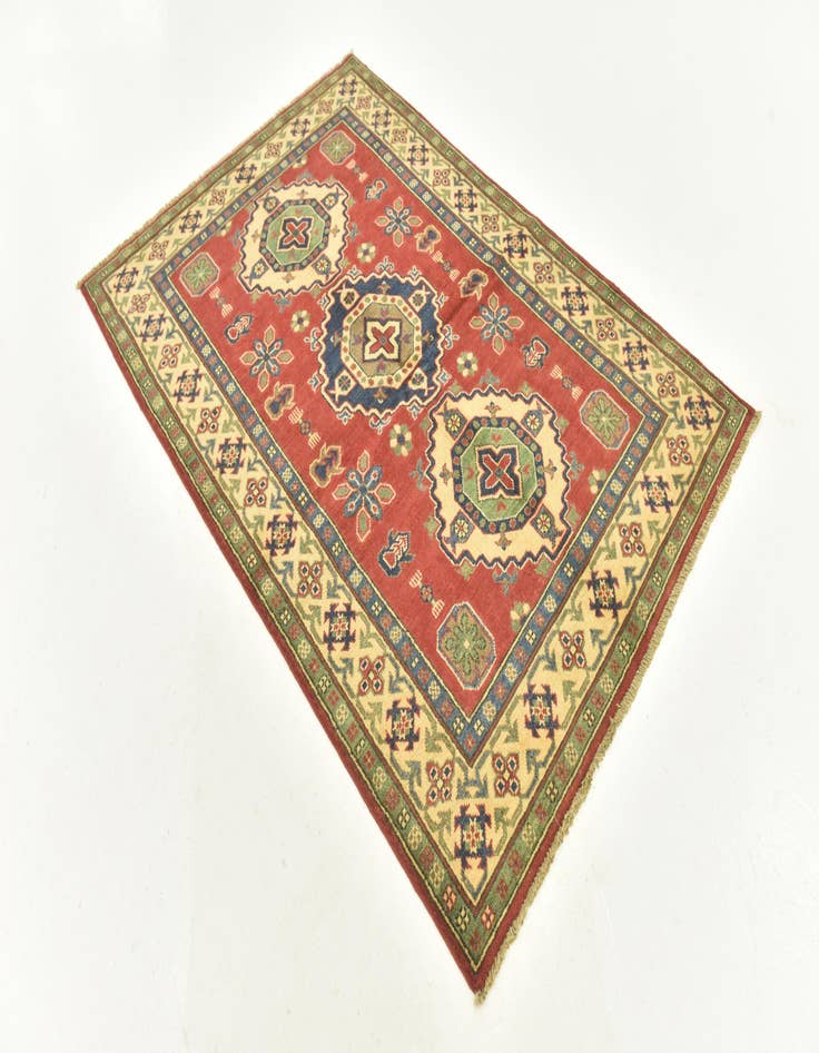 Detail image of  4' 1 x 6'  Hand Knotted Kazak Rug