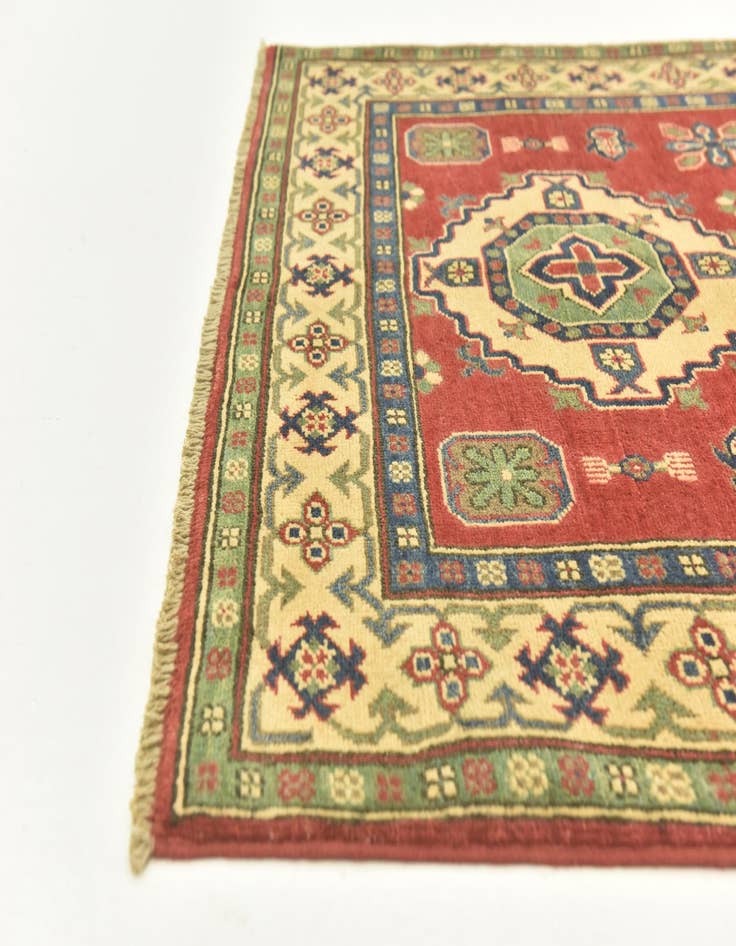 Detail image of  4' 1 x 6'  Hand Knotted Kazak Rug