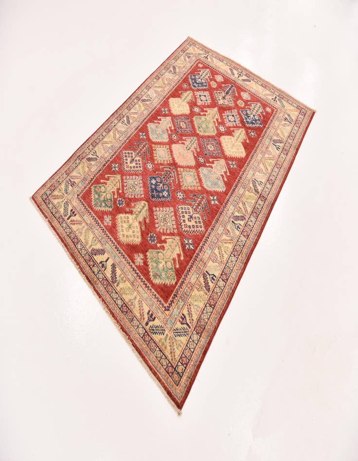 Detail image of  4' 10 x 6' 7  Hand Knotted Kazak Oriental Rug