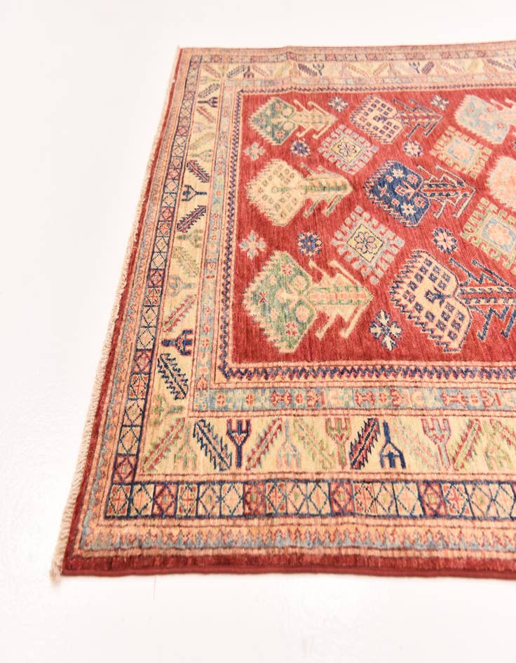 Detail image of  4' 10 x 6' 7  Hand Knotted Kazak Oriental Rug