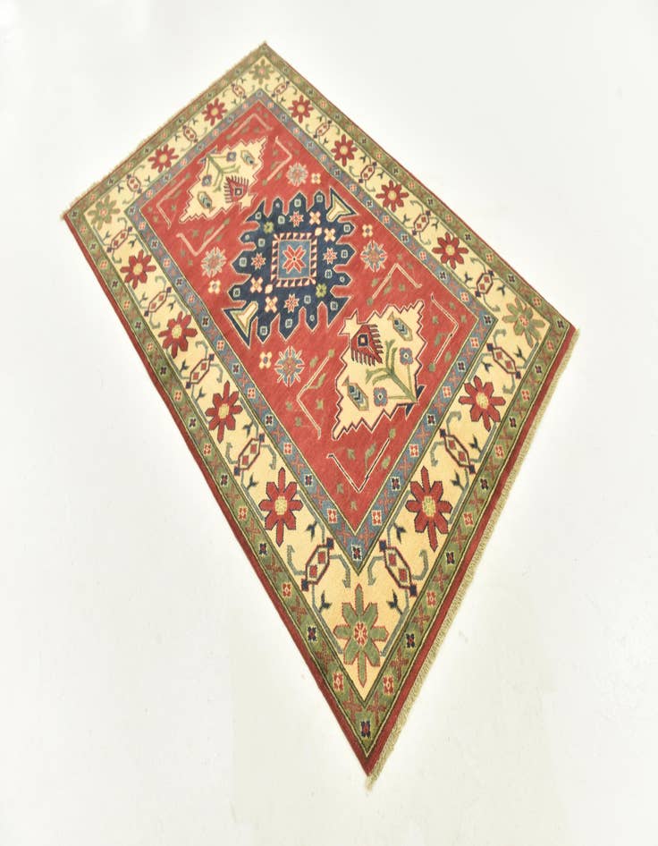 Detail image of  4' x 6' 3  Hand Knotted Kazak Rug