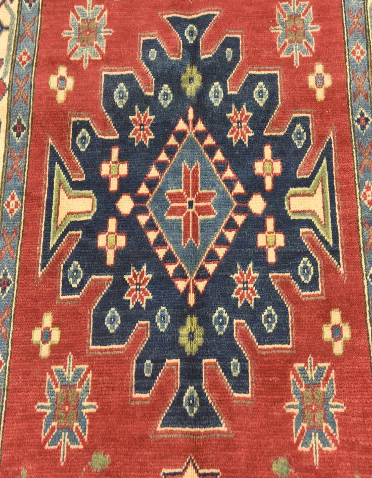 Detail image of  4' x 6' 3  Hand Knotted Kazak Rug