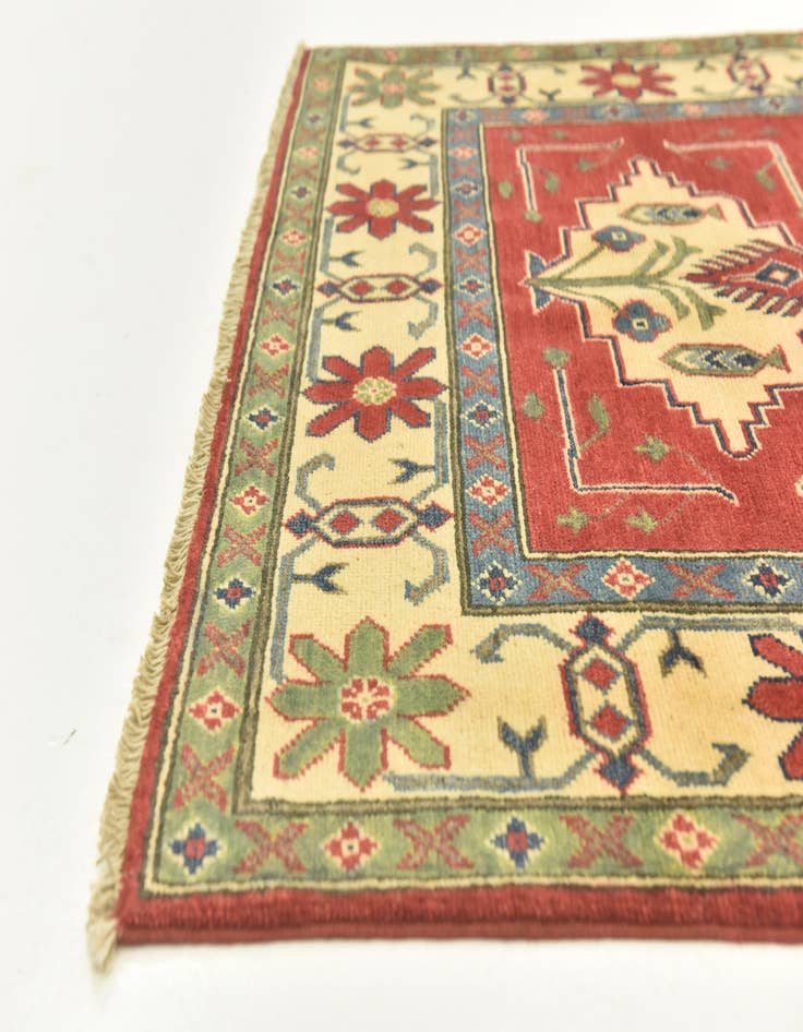 Detail image of  4' x 6' 3  Hand Knotted Kazak Rug