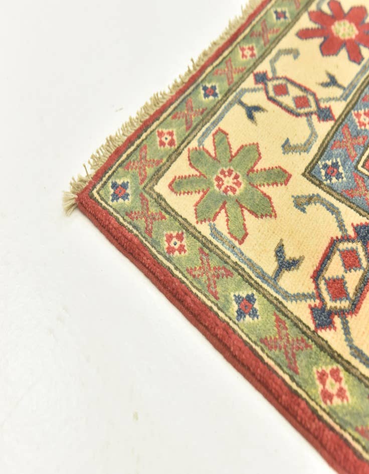 Detail image of  4' x 6' 3  Hand Knotted Kazak Rug