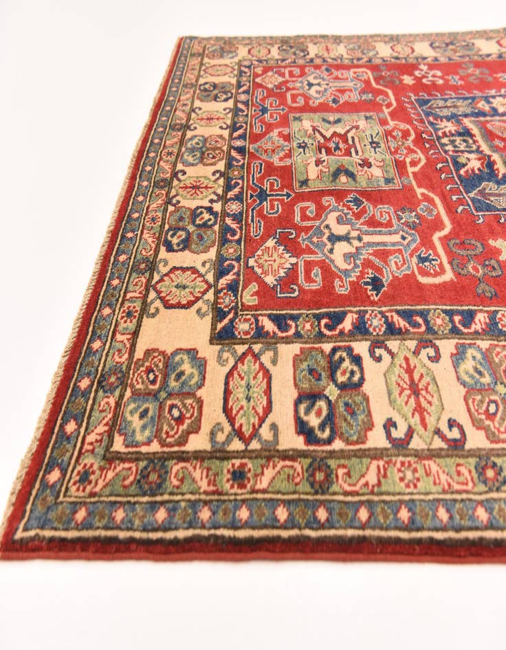 Detail image of  5' x 6' 6  Hand Knotted Kazak Rug