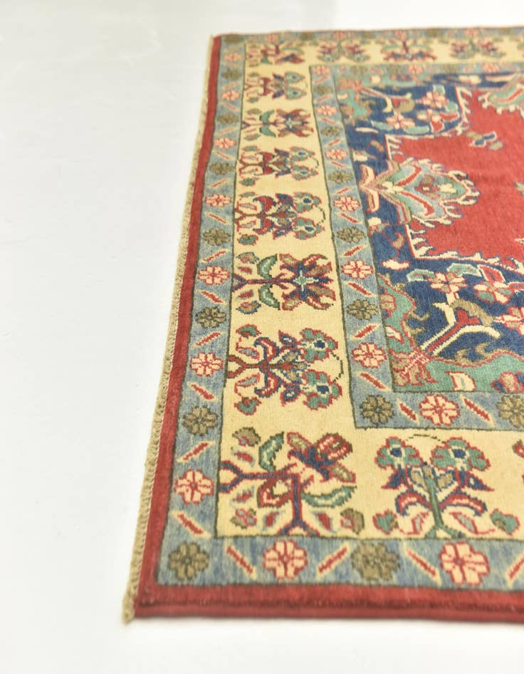 Detail image of  4' 10 x 7' 2  Hand Knotted Kazak Rug