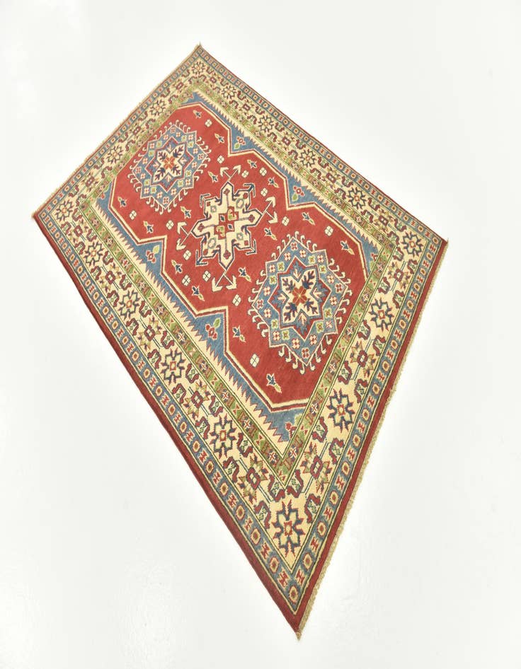 Detail image of  4' x 5' 9  Hand Knotted Kazak Rug