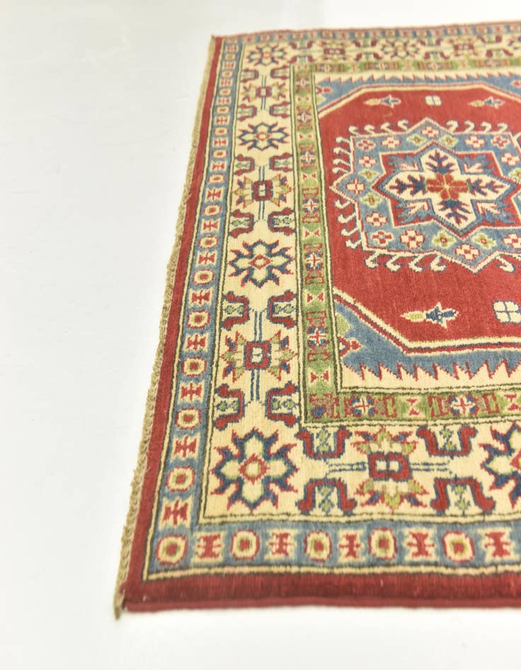 Detail image of  4' x 5' 9  Hand Knotted Kazak Rug