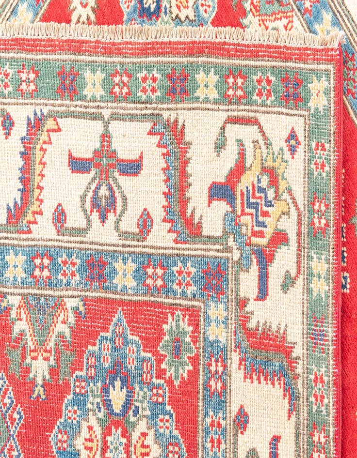 Detail image of  4' 10 x 7'  Hand Knotted Kazak Rug