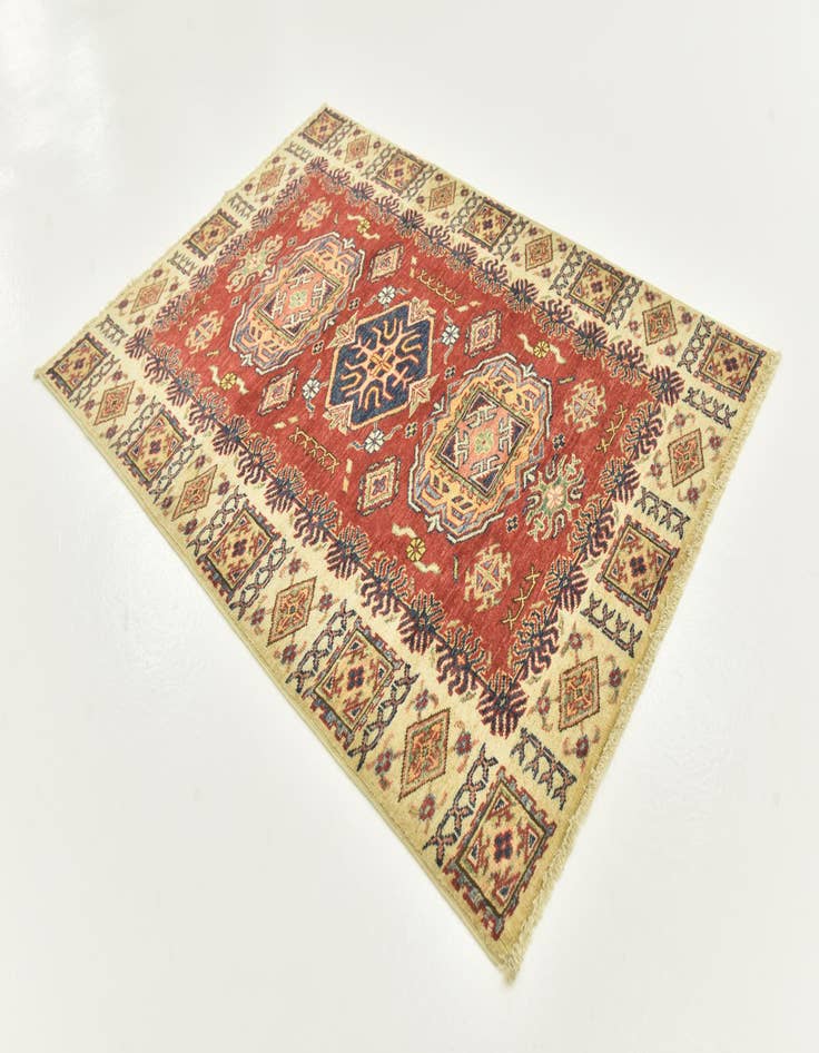 Detail image of  3' 5 x 4' 10  Hand Knotted Kazak Oriental Rug