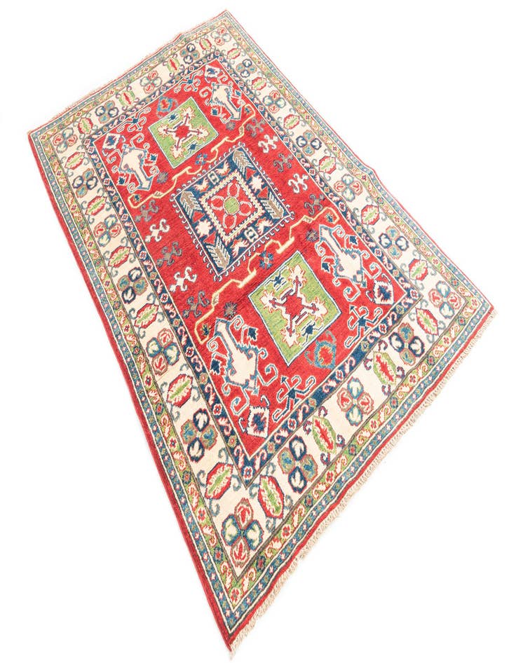 Detail image of  4' x 6' 1  Hand Knotted Kazak Rug