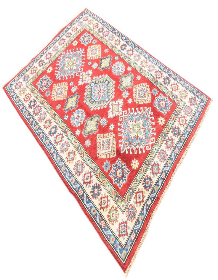 Detail image of  4' x 5' 7  Hand Knotted Kazak Rug