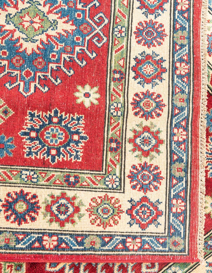 Detail image of  4' x 5' 7  Hand Knotted Kazak Rug
