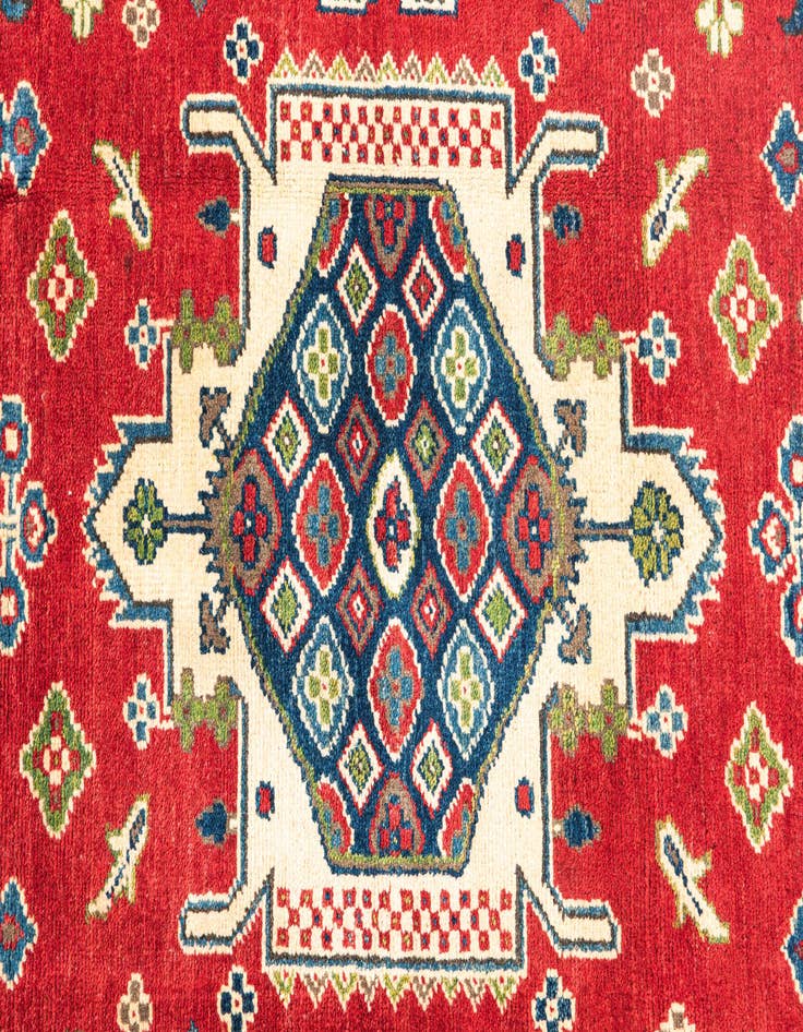 Detail image of  4' x 6' 4  Hand Knotted Kazak Rug